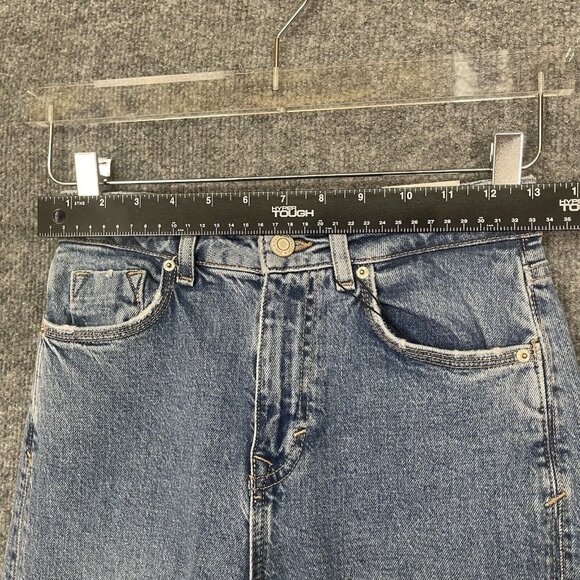 Zara Jeans Womens 2 Blue Skinny Split Raw Hem High Rise Denim Light Wash NWT - Picture 7 of 15